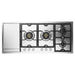 ILVE 48 Inch UHCPMT125FSS Panoramagic Built-In Stainless Steel Natural Gas Cooktop with Total Black Brass Burners, 6 Sealed Burners and Left Griddle Front