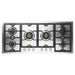 ILVE 48 Inch UHCPMT125SSLP Panoramagic Built-In Stainless Steel Liquid Propane Cooktop with Total Black Brass Burners and 6 Sealed Burners Front