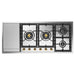 ILVE 48 Inch UHCPT125FNSSGLP Nostalgie II Built-In Stainless Steel Liquid Propane Cooktop with Total Black Brass Burners, 6 Sealed Burners and Left Griddle in Brass Knobs Front