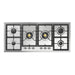 ILVE 48 Inch UHCPT125NSSC Nostalgie II Built-In Stainless Steel Natural Gas Cooktop with Total Black Brass Burners, 6 Sealed Burners in Chrome Front