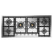 ILVE 48 Inch UHCPT125SSLP Professional Plus II Built-In Stainless Steel Liquid Propane Cooktop with Total Black Brass Burners and 6 Sealed Burners Front