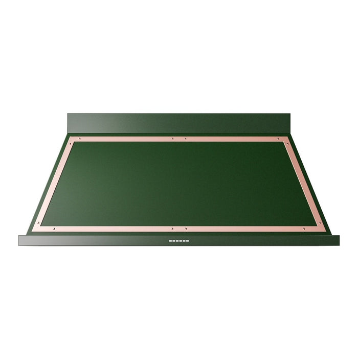 ILVE 60 Inch Nostalgie II Noblesse 600 CFM Wall Mount Emerald Green Range Hood Copper