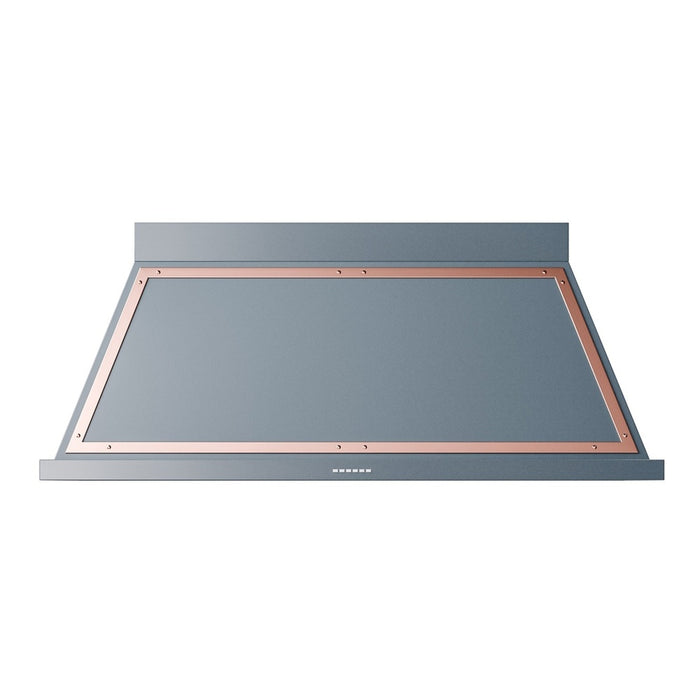 ILVE 60 Inch Nostalgie II Noblesse 600 CFM Wall Mount Blue Grey Range Hood Copper
