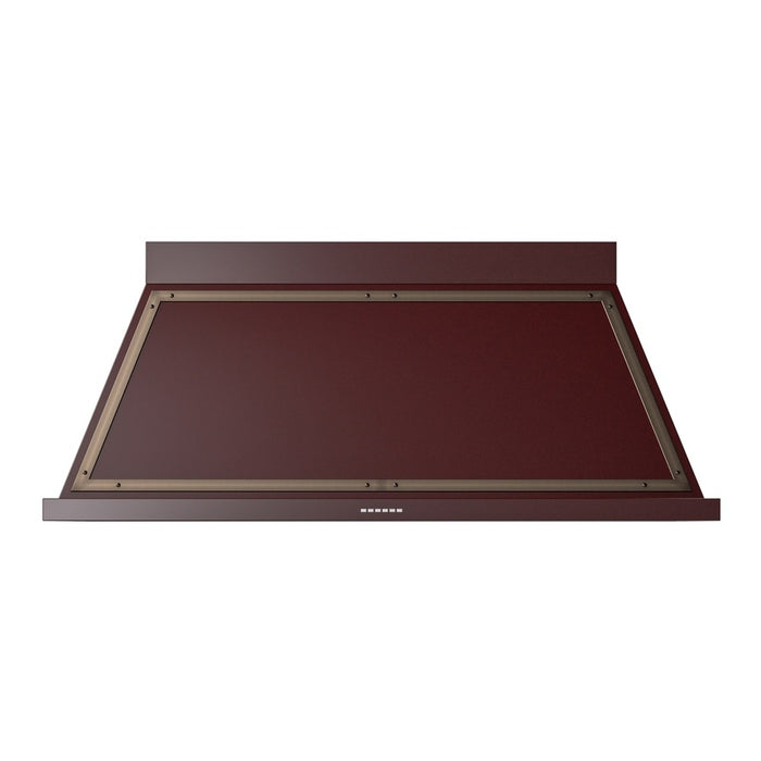ILVE 60 Inch Nostalgie II Noblesse 600 CFM Wall Mount Burgundy Range Hood Brunished
