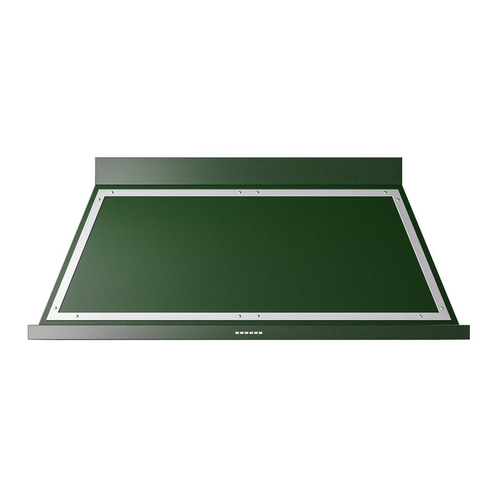 ILVE 60 Inch Nostalgie II Noblesse 600 CFM Wall Mount Emerald Green Range Hood Chrome