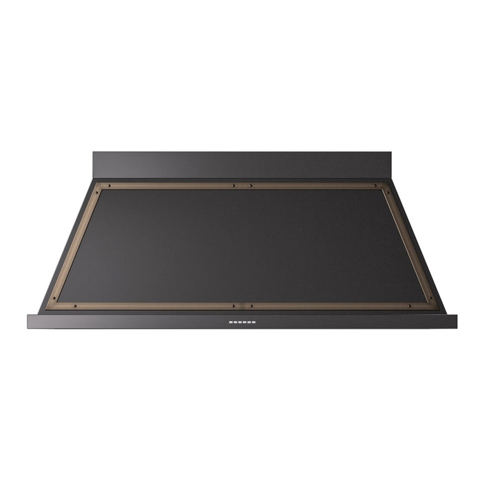 ILVE 60 Inch Nostalgie II Noblesse 600 CFM Wall Mount Glossy Black Range Hood Burnished