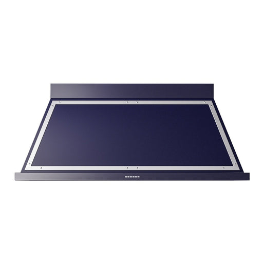 ILVE 60 Inch Nostalgie II Noblesse 600 CFM Wall Mount Midnight Blue Range Hood Chrome