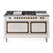 ILVE 60 Inch Nostalgie II Noblesse Freestanding Dual Fuel Range with 7 Sealed Burners, Griddle, French Top, Solid Door with Burnished Trim Antique White
