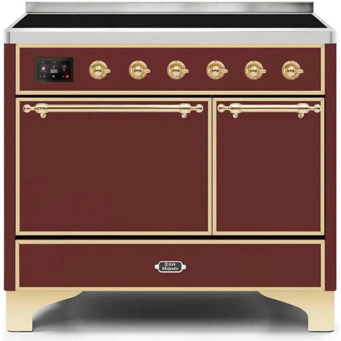 ILVE Majestic II 40 Inch Electric Freestanding Induction Range with Solid Door and Brass Trim