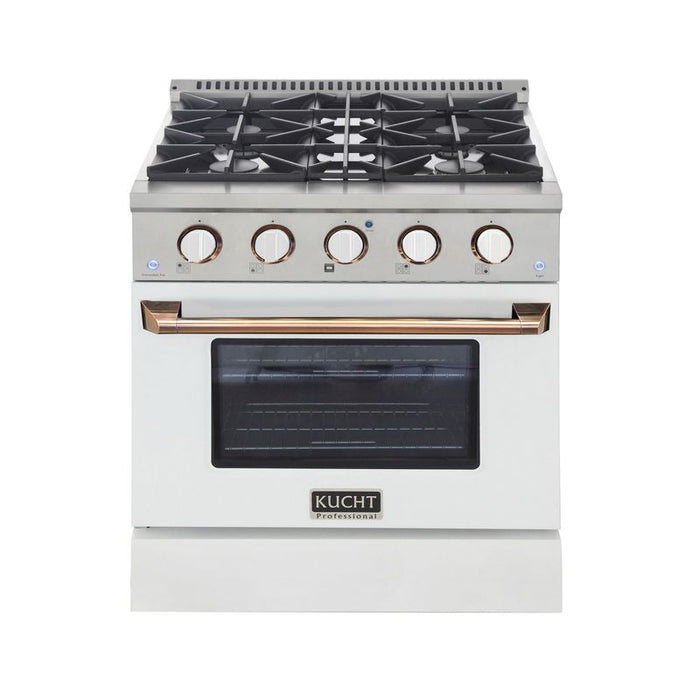 Kucht 30 Inch Pro-Style KDF Series Customized Liquid Propane Gas Stainless Steel Dual Fuel Range with White Oven Door