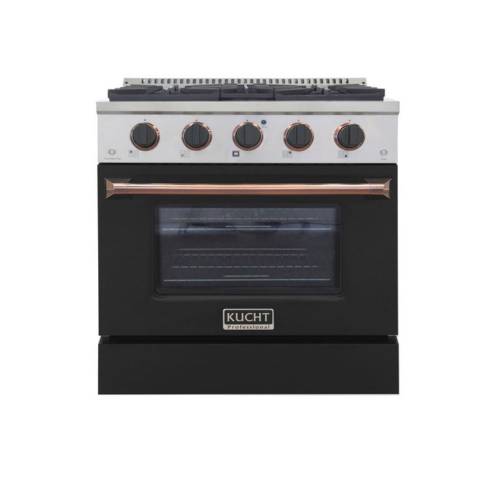 Kucht 30 Inch Pro-Style KDF Series Customized Liquid Propane Gas Stainless Steel Dual Fuel Range with Black Oven Door