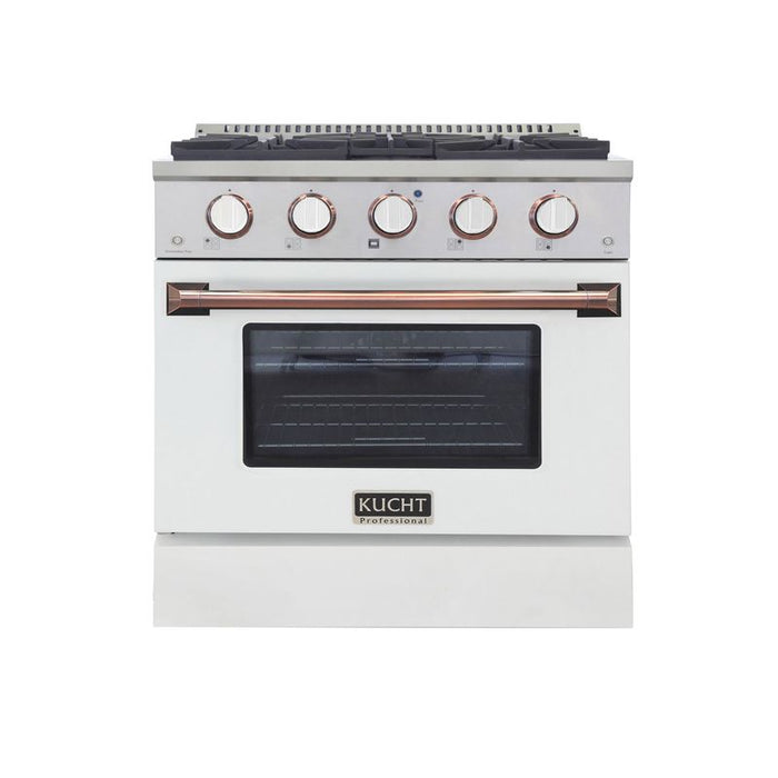 Kucht 30 Inch Pro-Style KDF Series Customized Liquid Propane Gas Stainless Steel Dual Fuel Range with White Oven Door