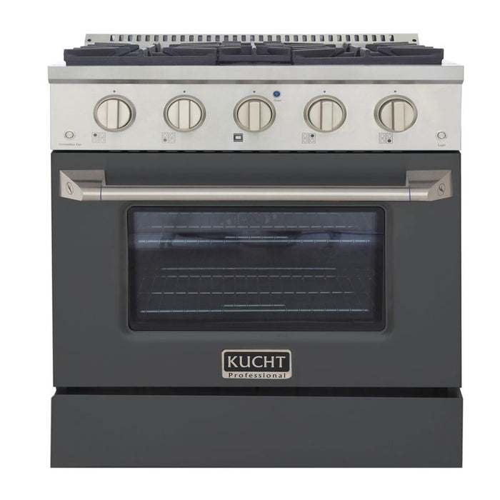 Kucht 30 Inch Pro-Style KDF Series Liquid Propane Gas Stainless Steel Dual Fuel Range with Grey Oven Door