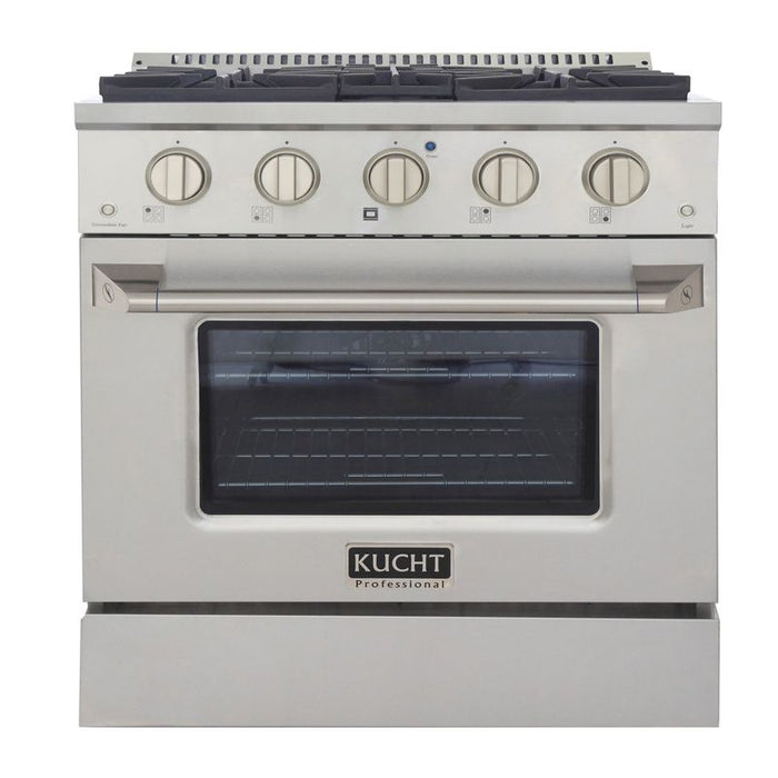 Kucht 30 Inch Pro-Style KDF Series Liquid Propane Stainless Steel Dual Fuel Range with Silver Oven Door