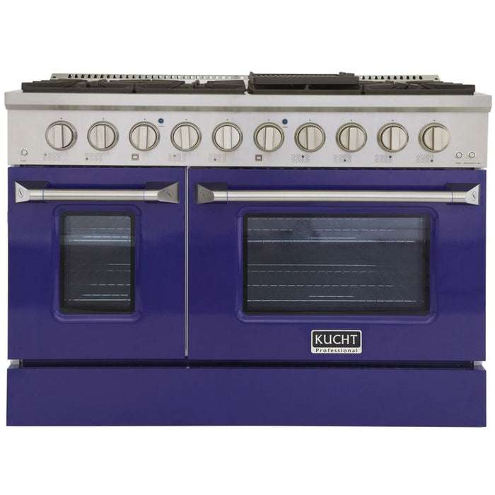 Kucht 48 Inch Pro-Style KDF Series Liquid Propane Gas Stainless Steel Dual Fuel Range with Blue Oven Door