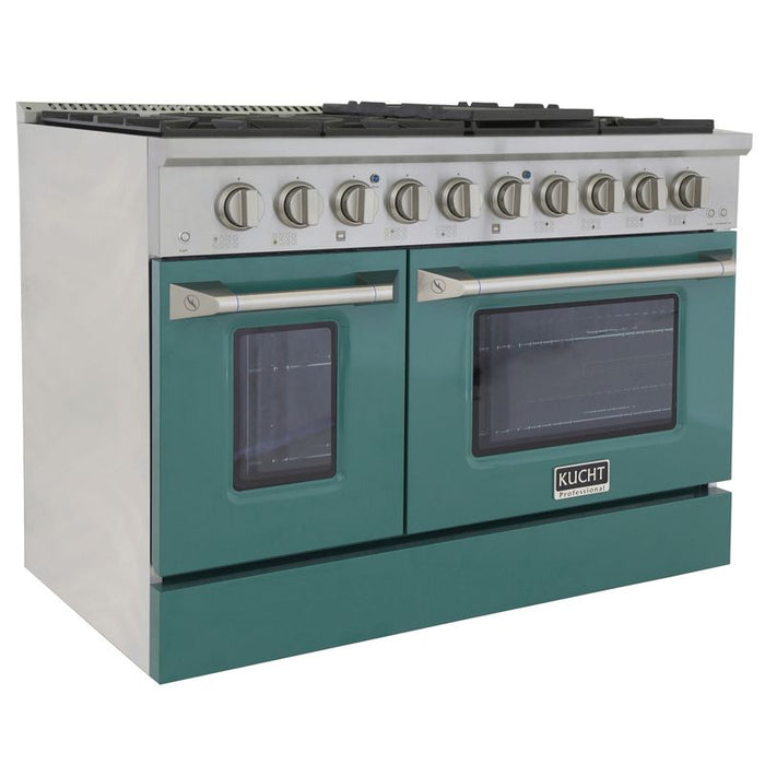 Kucht 48 Inch Pro-Style KDF Series Liquid Propane Gas Stainless Steel Dual Fuel Range with Green Oven Door