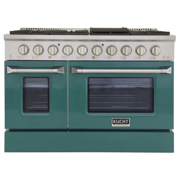 Kucht 48 Inch Pro-Style KDF Series Liquid Propane Gas Stainless Steel Dual Fuel Range with Green Oven Door