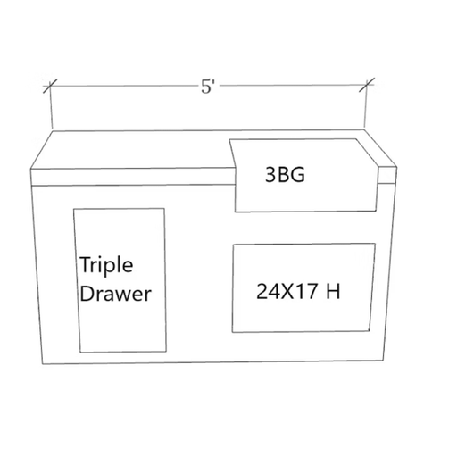 Kokomo Grills 5' BBQ Island Dimension