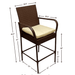 Kokomo Grills Rattan Outdoor Bar Stools with Armrest and Footrest Dimensions