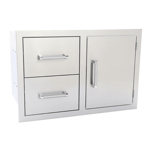 Kokomo Grills Stainless Steel Outdoor Kitchen Steel Two Drawer and One Door Combo Close
