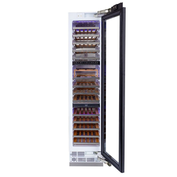 Kucht 18 Inch Built In Panel Ready Three Zones Tower Wine Cooler open