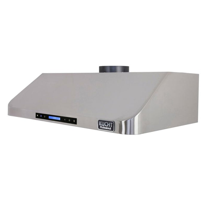 Kucht 30 Inch 900 CFM Stainless Steel Ducted Under Cabinet Range Hood with LCD Display and Sensor Touch Controls Side