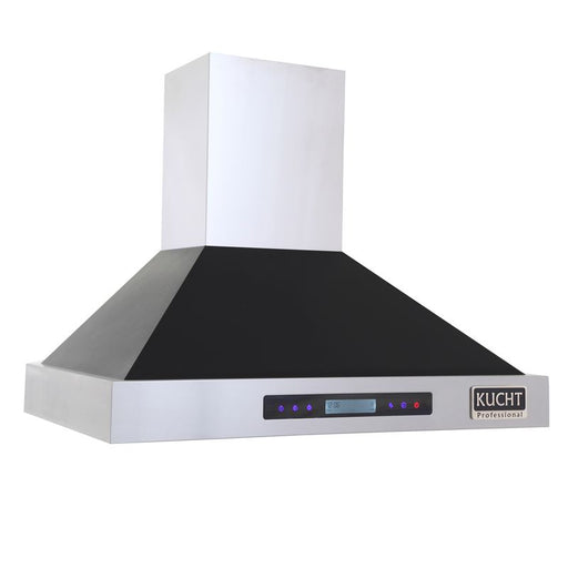 Kucht 30 Inch 900 CFM Stainless Steel Wall Mounted Range Hood with LCD Display, Sensor Touch Controls and Color Options Black Side