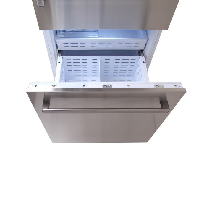 Kucht 30 Inch Built In Counter Depth Panel Ready Single Door Refrigerator with Bottom Freezer Open
