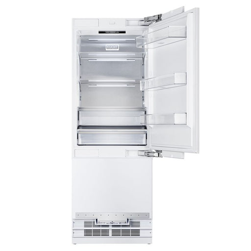 Kucht 30 Inch Built In Counter Depth Panel Ready Single Door Refrigerator with Bottom Freezer Open