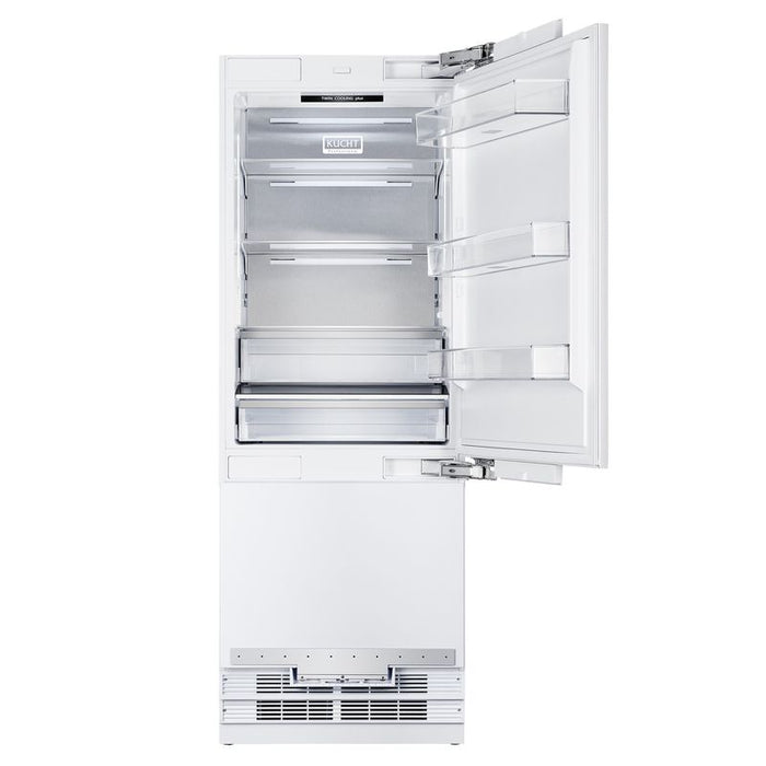 Kucht 30 Inch Built In Counter Depth Panel Ready Single Door Refrigerator with Bottom Freezer Open