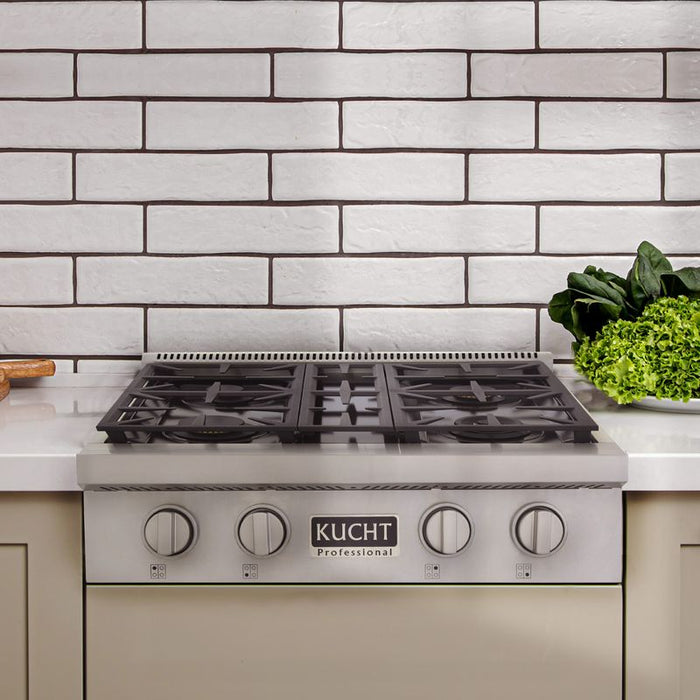 Kucht 30 Inch KFX Series Gas Range Top with Color Knobs Attahched