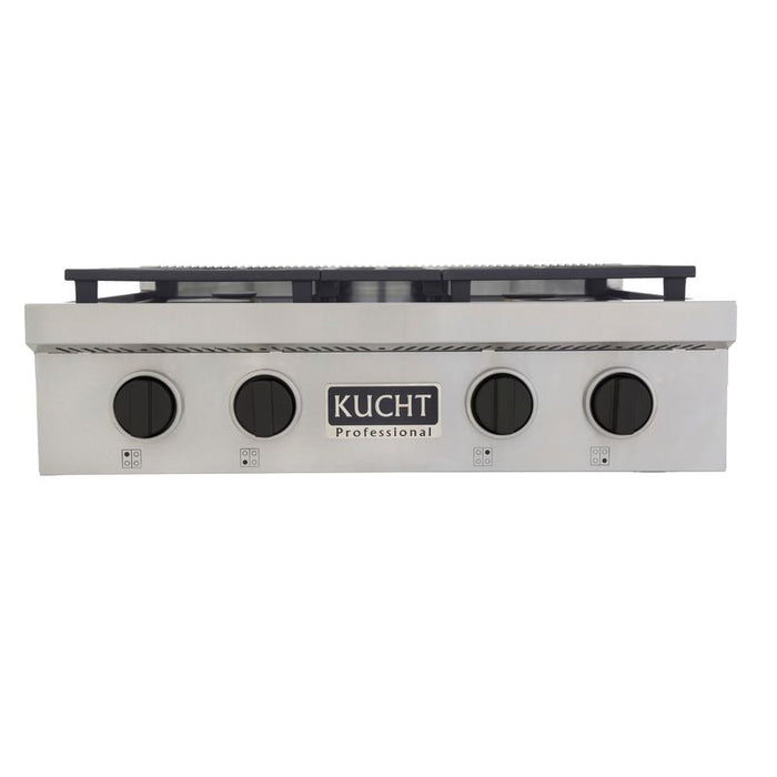 Kucht 30 Inch KFX Series Gas Range Top with Color Knobs Black