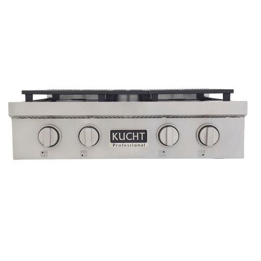 Kucht 30 Inch KFX Series Gas Range Top with Color Knobs Silver