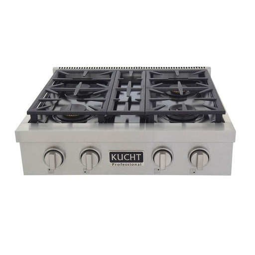 Kucht 30 Inch KFX Series Gas Range Top with Color Knobs Silver