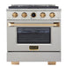 Kucht 30 Inch KX Series Gas Stainless Steel Door Dual Fuel Range with Gold Finish and Digital Thermostat Main