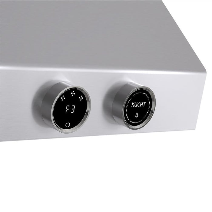 Kucht 30 Inch Pro-Style 900 CFM Classic Stainless Steel Wall Mounted Range Hood with Two Round Digital Dial Touchscreen Controls