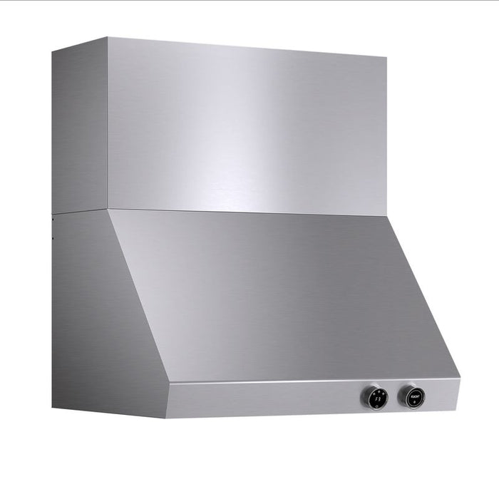 Kucht 30 Inch Pro-Style 900 CFM Classic Stainless Steel Wall Mounted Range Hood with Two Round Digital Dial Touchscreen Controls Side