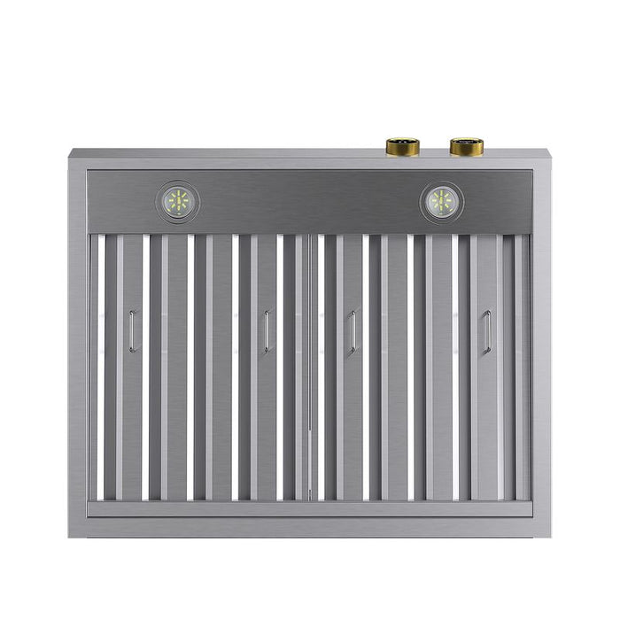 Kucht 30 Inch Pro-Style 900 CFM Stainless Steel Ducted Under Cabinet Range Hood with Two Round Digital Dial Gold Touchscreen Controls Filter