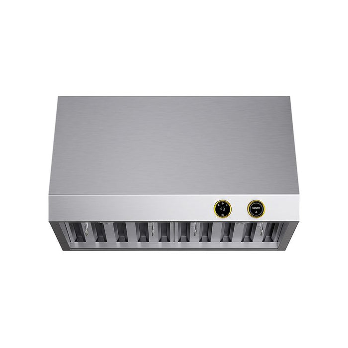Kucht 30 Inch Pro-Style 900 CFM Stainless Steel Ducted Under Cabinet Range Hood with Two Round Digital Dial Gold Touchscreen Controls Main