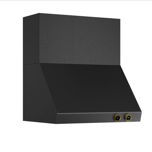 Kucht 30 Inch Pro-Style 900 CFM Titanium Stainless Steel Wall Mounted Gold Accents Range Hood with Two Round Digital Dial Touchscreen Controls Side