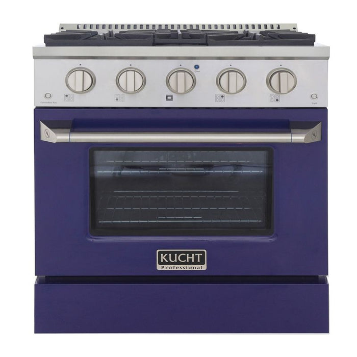 Kucht 30 Inch Pro-Style KDF Series Liquid Propane Gas Stainless Steel Dual Fuel Range with Blue Oven Door Main