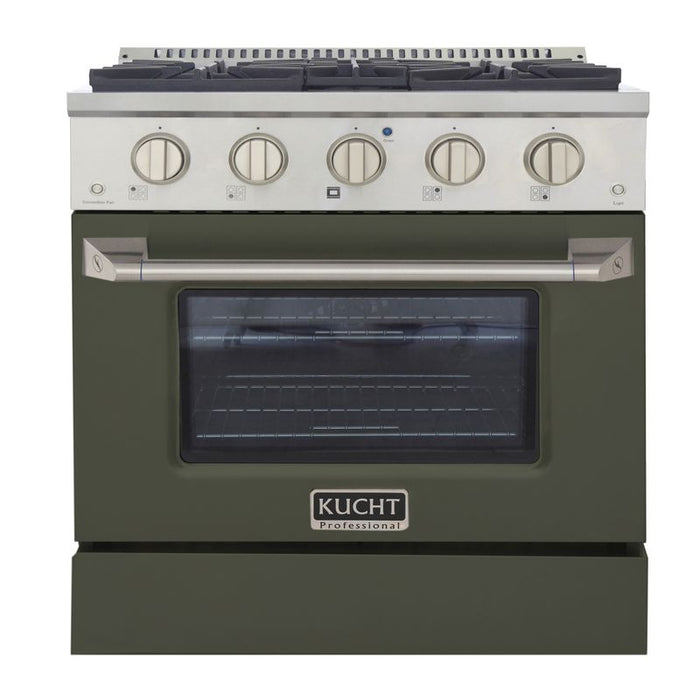 Kucht 30 Inch Pro-Style KDF Series Liquid Propane Gas Stainless Steel Dual Fuel Range with Olive Green Oven Door Main