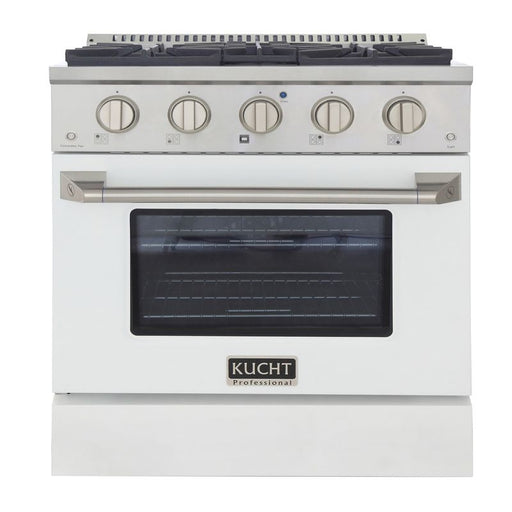 Kucht 30 Inch Pro-Style KDF Series Liquid Propane Gas Stainless Steel Dual Fuel Range with White Oven Door Main