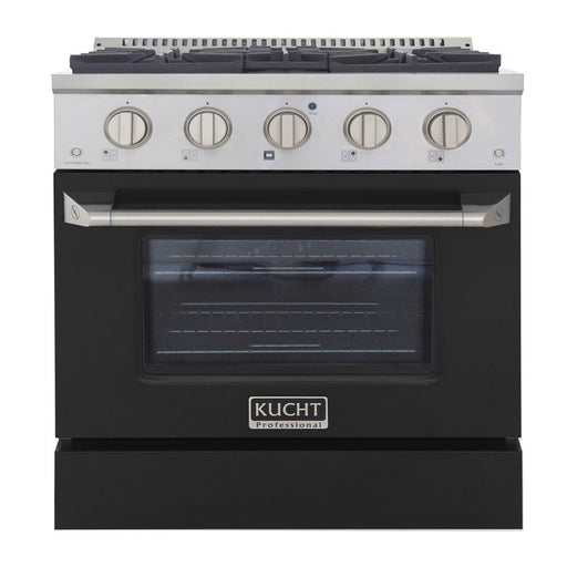 Kucht 30 Inch Pro-Style KDF Series Liquid Propane Stainless Steel Dual Fuel Range with Black Oven Door Main