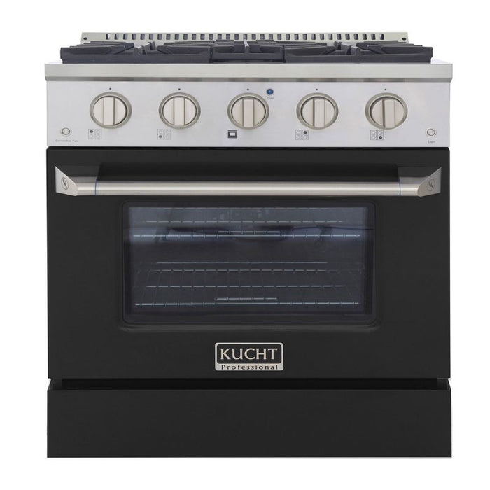 Kucht 30 Inch Pro-Style KDF Series Natural Gas Stainless Steel Dual Fuel Range with Black Oven Door Main