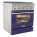 Kucht 30 Inch Pro-Style KDF Series Natural Gas Stainless Steel Dual Fuel Range with Blue Oven Door Side