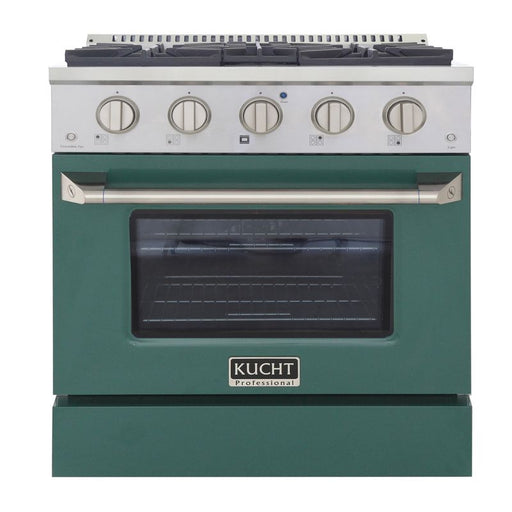 Kucht 30 Inch Pro-Style KDF Series Natural Gas Stainless Steel Dual Fuel Range with Green Oven Door Main