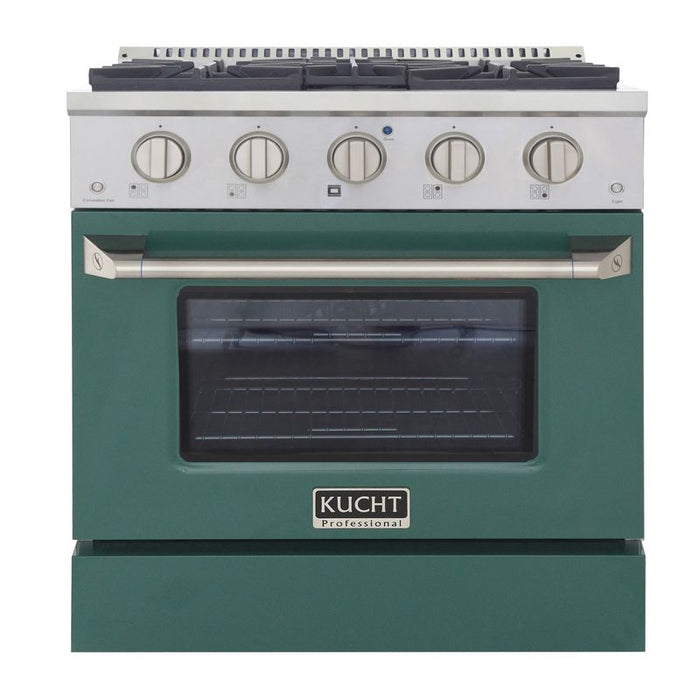 Kucht 30 Inch Pro-Style KDF Series Natural Gas Stainless Steel Dual Fuel Range with Green Oven Door Main
