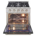 Kucht 30 Inch Pro-Style KDF Series Natural Gas Stainless Steel Dual Fuel Range with Grey Oven Door Open