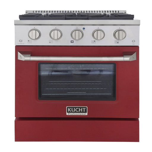 Kucht 30 Inch Pro-Style KDF Series Natural Gas Stainless Steel Dual Fuel Range with Red Oven Door Main